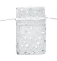 SILVER STARS ORGANZA DRAWSTRING BAGS 27257-BX